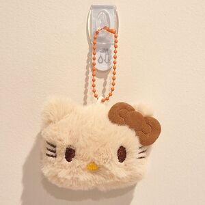 Hello Kitty With Brown Bow Small Plush Keychain Cute Bag Charm, New
